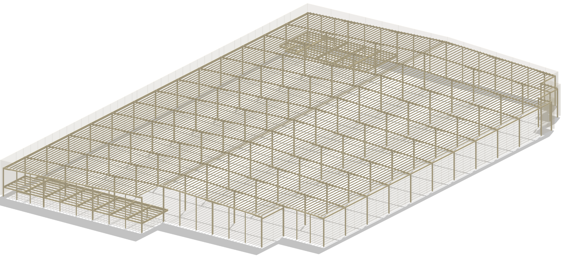 Modelo estructural de edificio comercial y estacionamiento