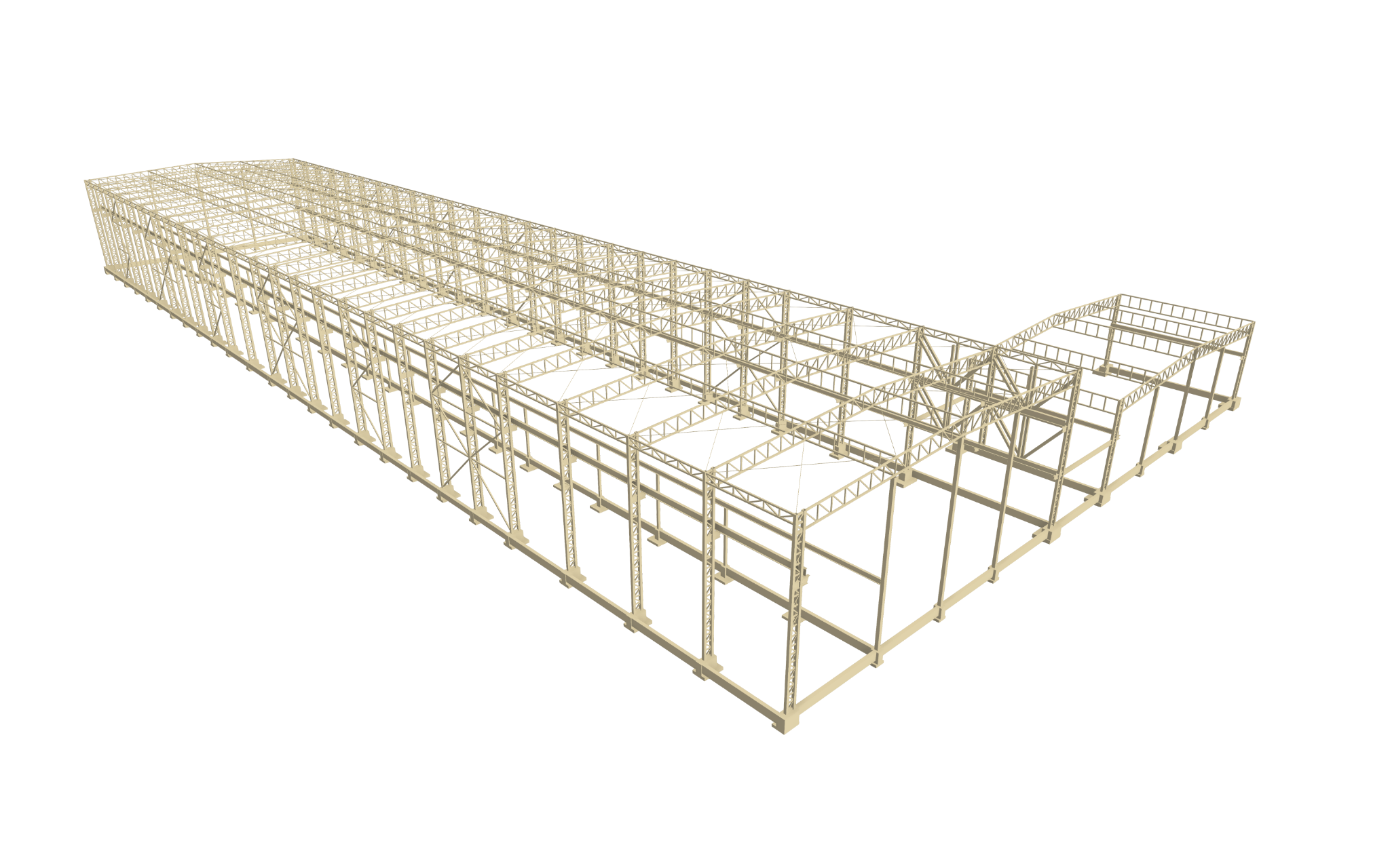Modelo estructural de nave industrial de gran claro